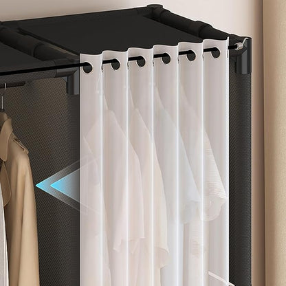Portable Closet,Portable Closets for Hanging Clothes,Japanese Style Wardrobe with 1 Hanging Rods,2 Storage Shelves,27.5" L x 