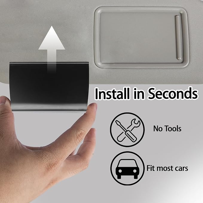 Car Air Freshener Visor Clip Compatible with Drift Car Air Freshener, Auto Accessories, Vehicle Sun Visor Metal Clip, Black, 