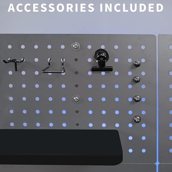 VIVO Steel Clamp-on Desk Pegboard, 12 x 20 inch Privacy Panel, Magnetic Peg Board, Office Accessory Organizer, Above or Under
