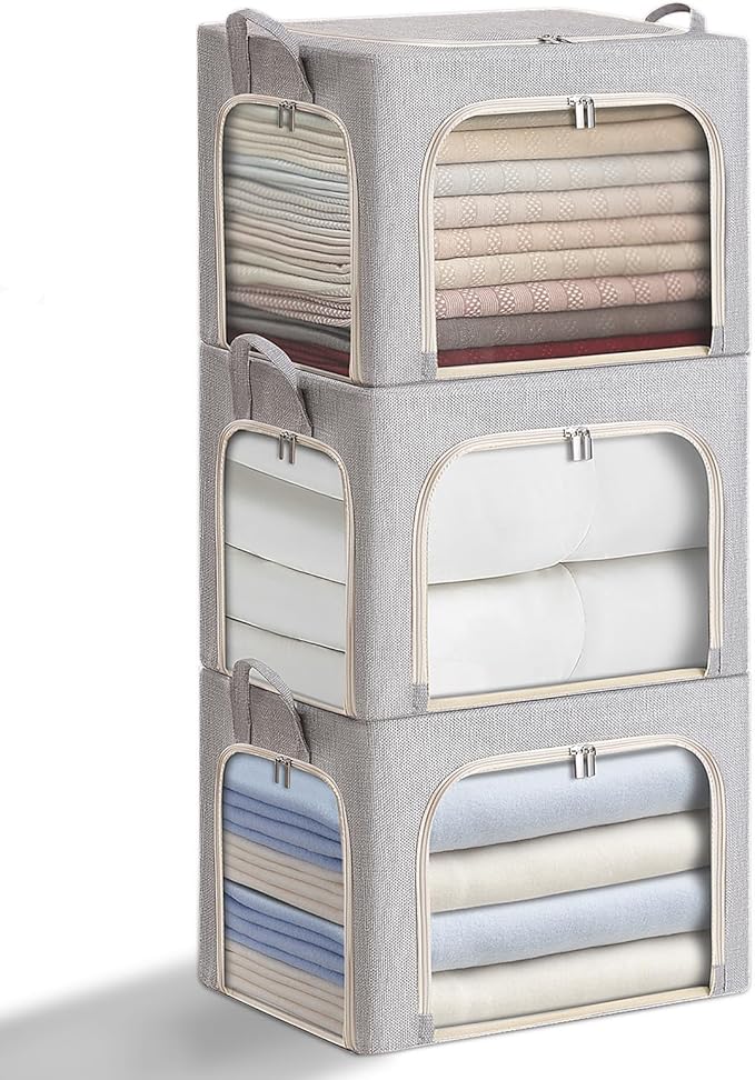 combocube 4 Pack Comforter Storage Bag and 3 Pack Clothes Storage Bins