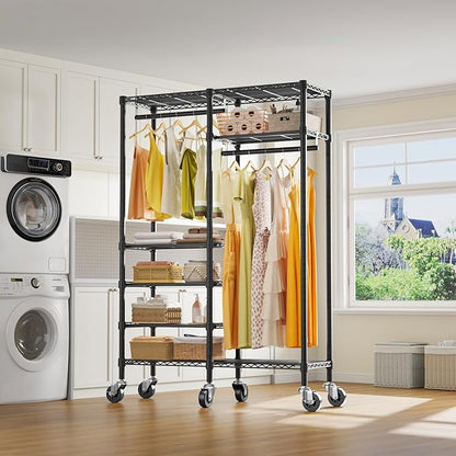 VIPEK R4 Garment Racks Heavy Duty Clothes Rack -620lb Capacity Metal Frame, Rolling Lockable Wheels & 6 Tiers Adjustable Heig
