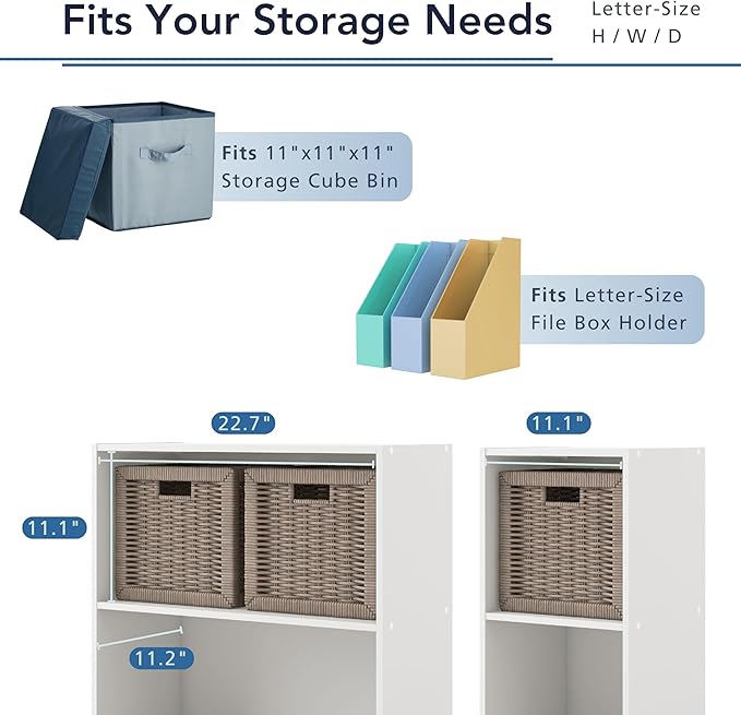 Homes: Inside + Out Apexa 3-Tier Cube Storage Organizer Shelves, Stackable Wood Bookcase Fits Cubby Bins for Organization, Do