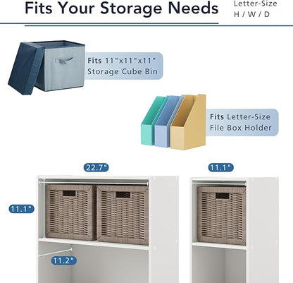 Homes: Inside + Out Apexa 3-Tier Cube Storage Organizer Shelves, Stackable Wood Bookcase Fits Cubby Bins for Organization, Do