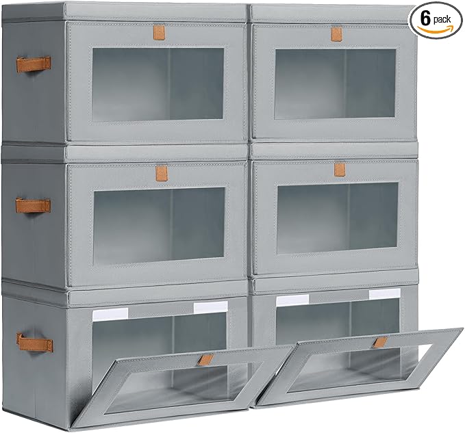 Homsorout Large Closet Storage Bins - Collapsible Storage Bins with Handles & Window, Fabric Cube Organizer with Lids, Decora