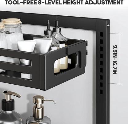 2 Pack 17IN-Depth Under Sink Organizer,Pull Out Cabinet Organizer With Smooth Cylindrical Rail,Metal Slide Out Drawer for Kit