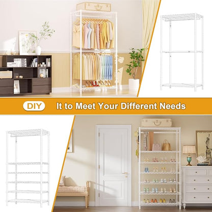 Ulif E13C Pro Heavy Duty Closet Organizer System，Freestanding Clothing Racks for Hanging Clothes，Adjustable Garment Rack 75" 