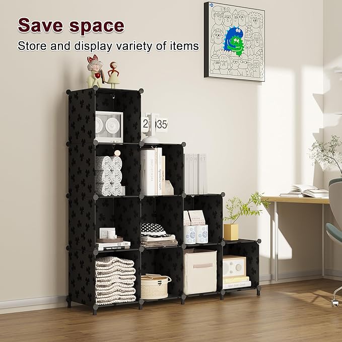 UNKU Cube Storage Organizer, 10 Cube Closet Organizer Storage Shelves, DIY Stackable Bookcase, Clothes Organizer Shelf for Cl