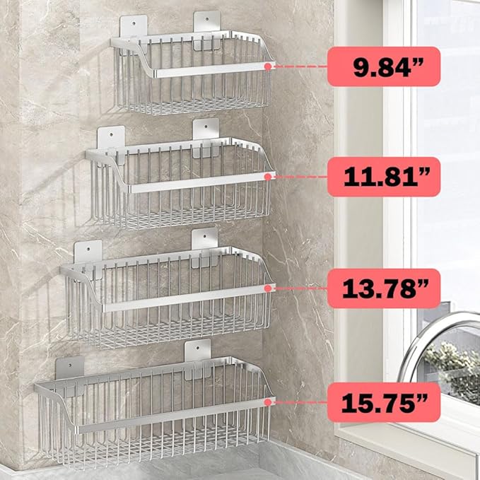 SUS304 Stainless Steel Hanging Storage Baskets Organizer Wall Mount, Metal Wire Storage Bin Rack for Kitchen Bathroom Shower 