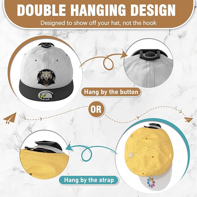 36 Pack Adhesive Hat Hooks for Wall, Super Strong Hat Rack for Baseball Caps, Hat Organizer Display for Home Decor, Hat Hange