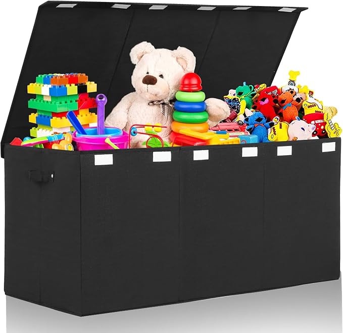 Extra Large Toy Box 167L, Sturdy Toy Storage Chest Organizer Bin Baskets with 2 Removable Divider for Boys, Girls, Kids, Nurs