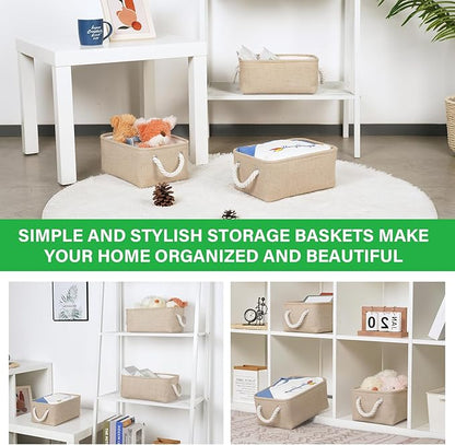 Bidtakay Small Storage Baskets for Shelves 3 Pack Fabric Storage Bins for Organizing Linen Collapsible Organizer for Closet-F