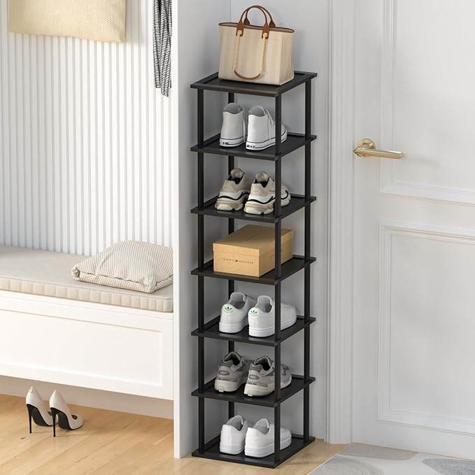 MHXW SXPN Bamboo Free Standing Shoe Rack Shelf Multi Tier Tall Wooden Stackable Shoes Rack Organizer for Closet Front Door En