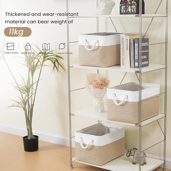 Large Storage Baskets- 15x11x10 inch Storage Bins for Shelves and Closet Organizing, Foldable Fabric Bin for Home Organizatio