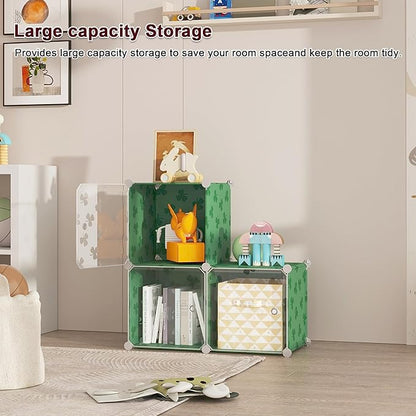 C&AHOME Cube Storage Organizer with Doors, 3-Cube Shelves, DIY Plastic Modular Bookshelf, Closet Clothes Storage Shelving Ide