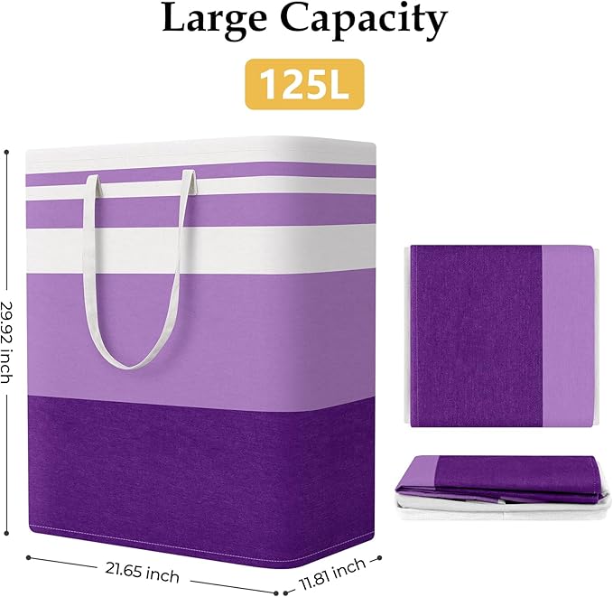 StorageRight Large Collapsible Laundry Basket Hamper with Easy Carry Handles，Freestanding Clothes Hampers for Laundry, Bedroo