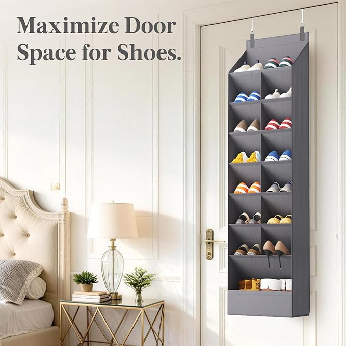 Lifewit 8 Tier Over the Door Shoe Organizer with 15 Large Deep Pockets, Fabric Hanging Shoes Shelf for Closet, Dorm Storage, 