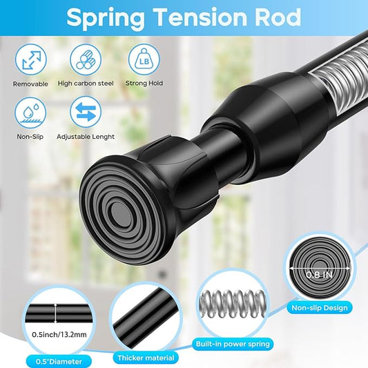 Tension Curtain Rod 28-48 inch Small Tension Rods Black Adjustable Spring Tension Curtain Rods 4PCS Mini Curtain Rod Short fo