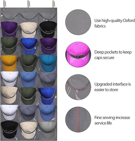Dofilachy Hat Rack - Hat Organizer - Hat Racks for Baseball Caps, Visible Hat Holder - Baseball Cap Rack for Wall Door with 3