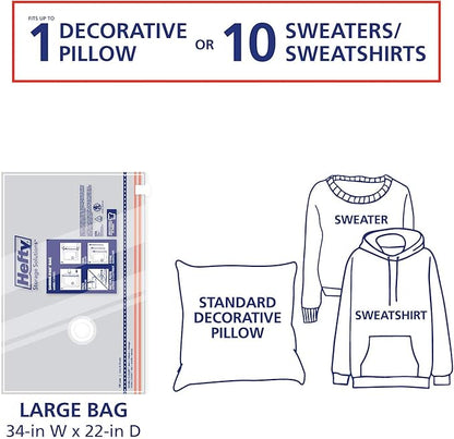 Hefty Shrink-Pak - 4 Large Vacuum Storage Bags for Clothes, Pillows, Towels, or Blankets - Space Saver Vacuum Sealer Bags Ide