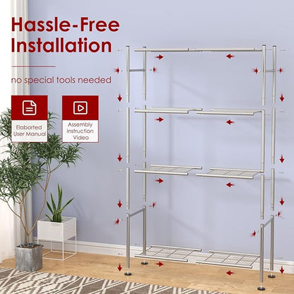 Sakugi Storage Shelves - 4 Tier Shelf Organizer, Heavy Duty Garage Shelving Unit with Leveling Feet, Stable Metal Shelves Org