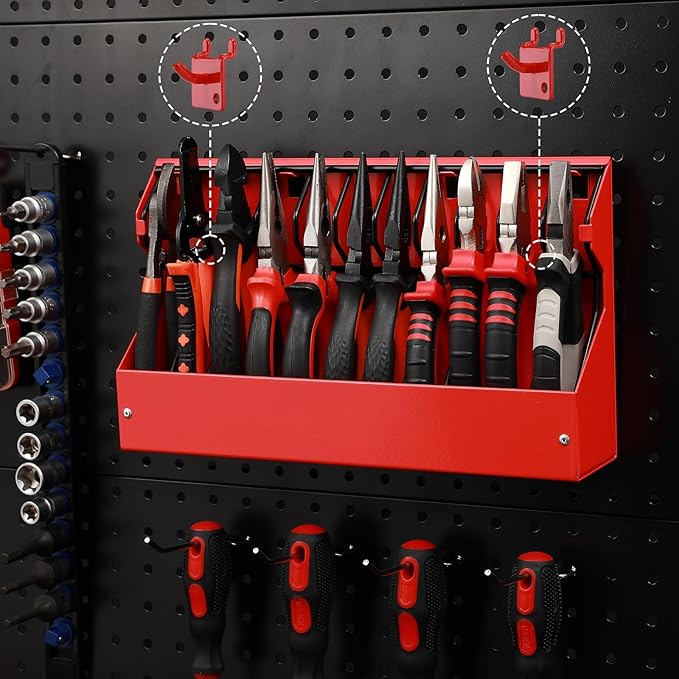Mayouko 11 Slots Pliers Rack Organizer Holder, For Standard & Wide Pliers, All Steel, Fits in Toolbox Drawer, Chest, Pegboard