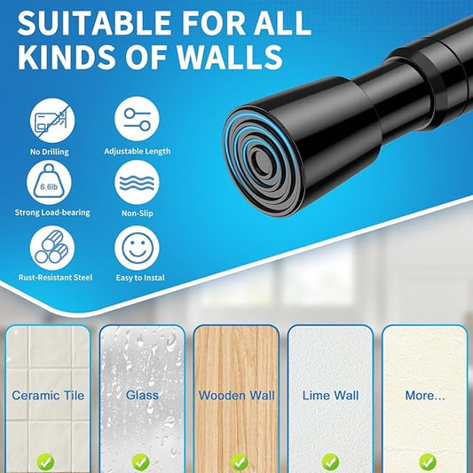 AIZESI 4 Pack Tension Rods for Windows 26.5 to 36 inch, Adjustable Expandable Pressure Spring Curtain Rods No Drilling, Curta