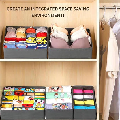 Lourome Underwear Organizer, 10 Set Foldable Fabric Underwear Drawer Organizer and Sock Organizer, Drawer Organizers for Clot