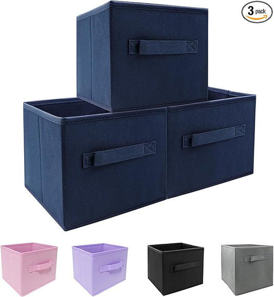 EBIGIC Small Storage Bins,Collapsible Fabric Storage Organizer 9.0"x7.5"x7.5" 3 Pack,Mini Storage Box,fit for closet, living 