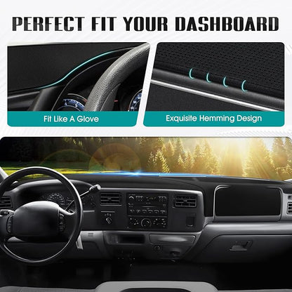 FIILINES Dash Cover for 1999-2004 Ford F-250 F250 F-350 F350 F-450 F450, Dashboard Mat Accessories Dash Cover Sunshade Nonsli