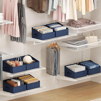 DIMJ Closet Storage Bins 12 Pack - Fabric Storage Baskets for Shelves, Collapsible Clothes Organizer with Handles, Trapezoid 