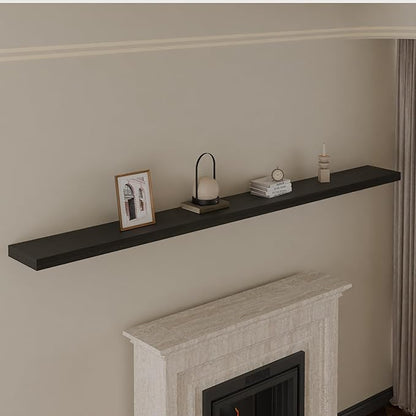 IEO Long Wooden Floating Shelves for Room Wall, Natural Wood Floating Shelves Wall Mounted Kitchen Shelf for Living Room, Bed