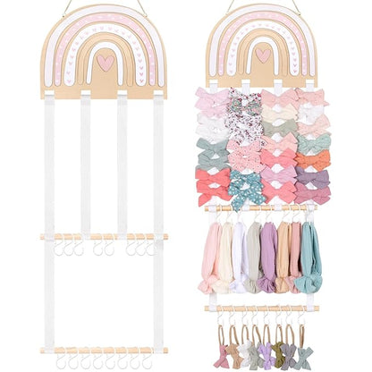 POVETIRE Headband Holder Bow Holder for Girls Hair Bows,Rainbow Hair Accessories Organizer Storage Wall Hanging Display for N