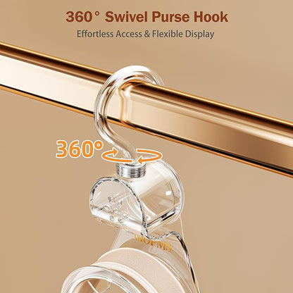 3 Pieces Clear Purse Hanger Closet, Luxury Crystal Bag Hangers Hooks with 360-Degree Rotation, Durable Handbag Backpack Purse