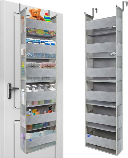 Extra Large Over The Door Organizer Storage 6-Shelves and 12 Side Pockets, Heavy Duty Hanging Door Organizer for Closet Bathr