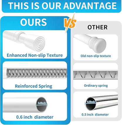 AIZESI 2 Pack Tension Rods for Windows 26.5 to 36 inch, Adjustable Expandable Pressure Spring Curtain Rods No Drilling, White