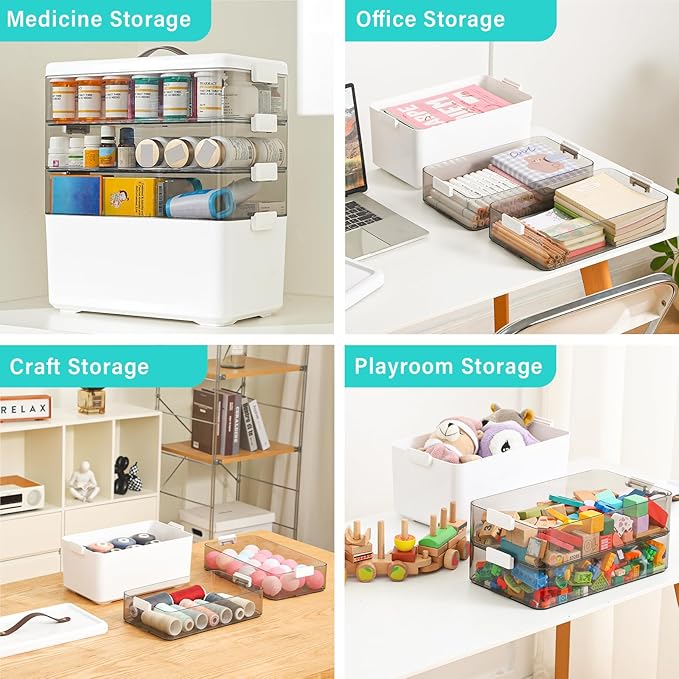 Homaigie Extra Tall 4-Tier Medicine Cabinet Organizer for Upright Medicine Bottles Organizer, Portable Medicine Storage Box w