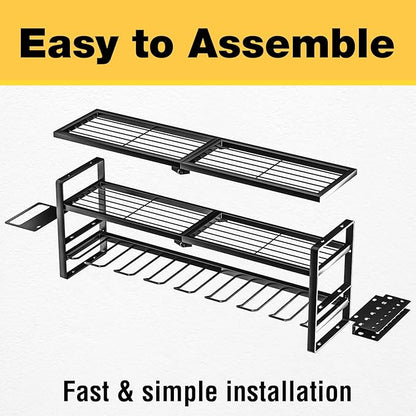 YYR Heavy Duty Power Tool Organizer Wall Mount, Cordless Drill Hanger Storage Rack, Battery Tools Holder with Charging Statio
