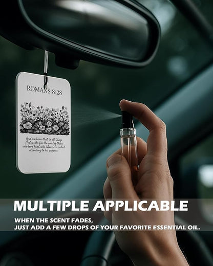 Cute Black Christian Car Air Freshener 4 Pcs, Preppy Floral Religious Bible Verse Hanging Air Freshener for Cars Bathroom Dor