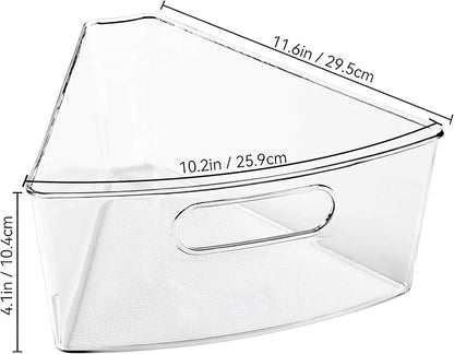 Oubonun Lazy Susan Organizers Set of 8, 11.6’’ x 10.2’’ x 4.1’' Plastic Transparent Kitchen Cabinet Storage Bins with Handle,