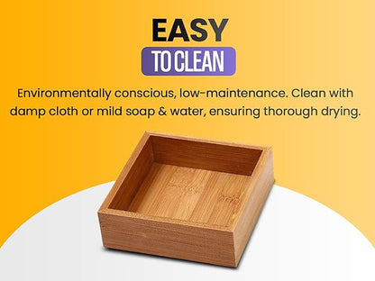 YBM HOME Bamboo Drawer Organizer Storage Box for Kitchen Drawer, Junk Drawer, Office, Bedroom, Children Room, Craft, Sewing, 