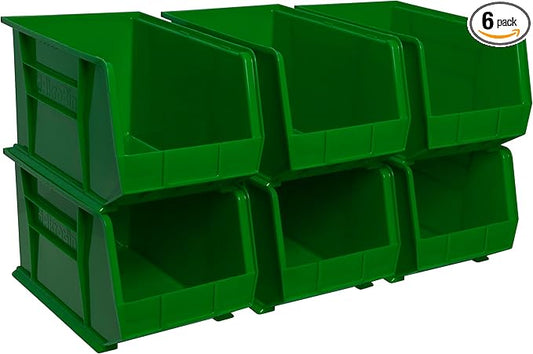 Akro-Mils 30260 AkroBins Plastic Storage Bins, Space-Saving Stackable Bins for Garage, Pantry, Craft Organization, 18" x 11" 