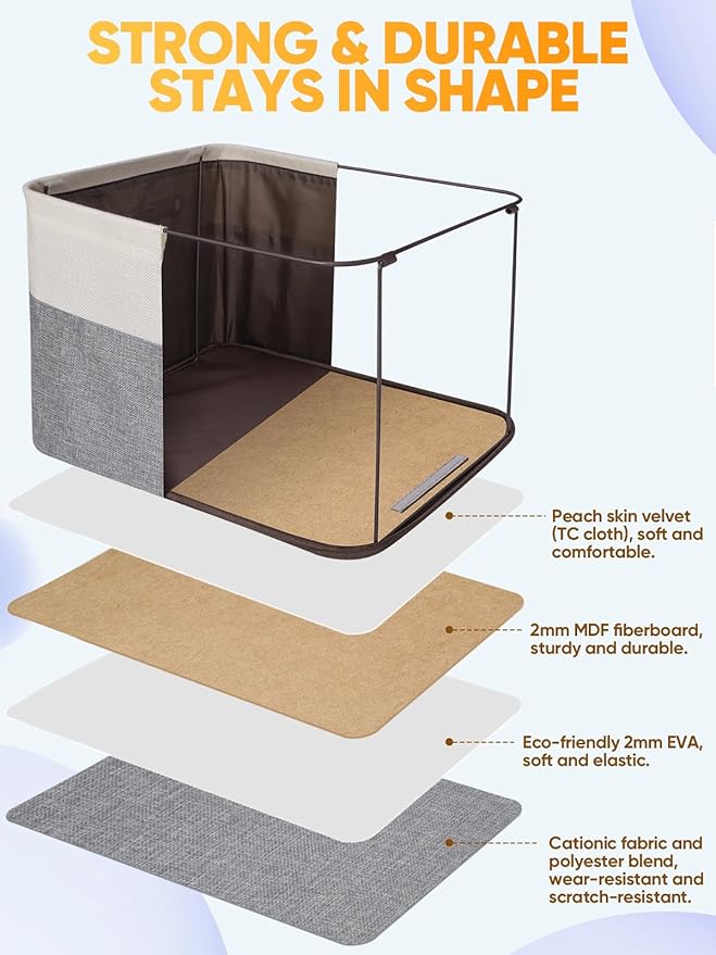 BALEINE 4 Pack Fabric Closet Storage Bins for Shelves, Linen Closet Organizers and Storage, Decorative Baskets for Organizing