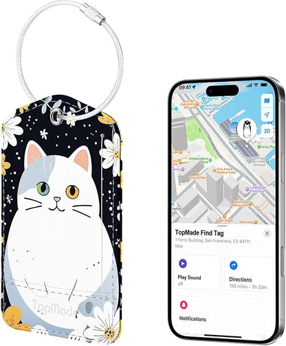 TopMade Smart Luggage Tag with Find My, Premium Leather Luggage Tags for Suitcase, Travel Bags, Backpacks, Anti-Lost Suitcase