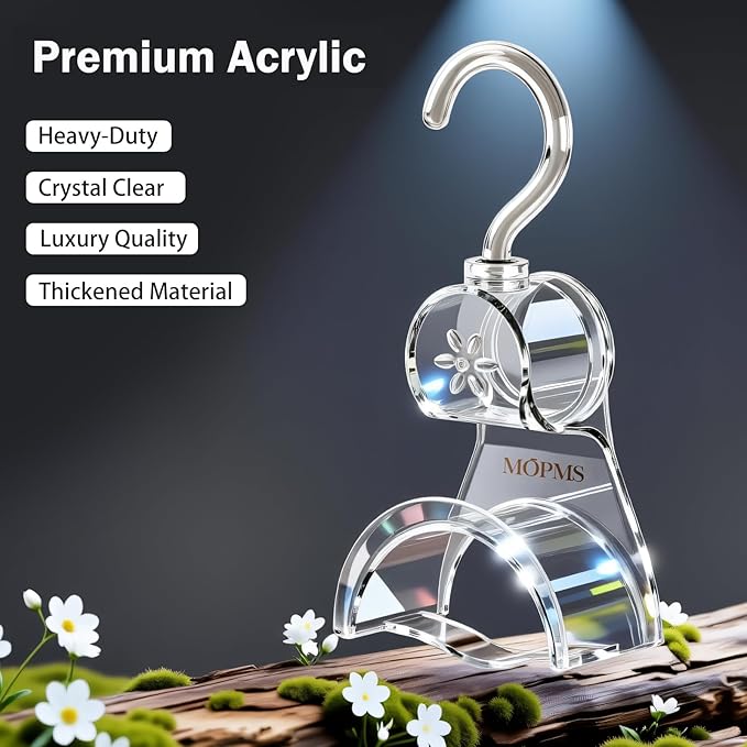 3 Pieces Clear Purse Hanger Closet, Luxury Crystal Bag Hangers Hooks with 360-Degree Rotation, Durable Handbag Backpack Purse