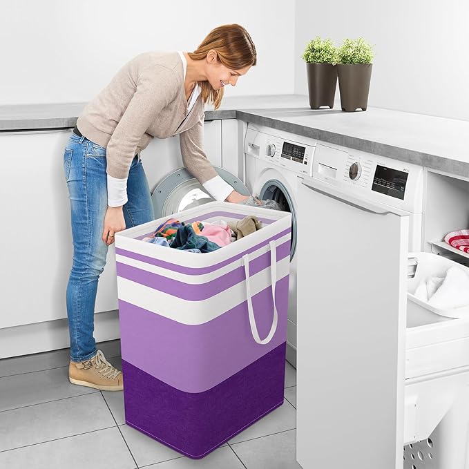 StorageRight Large Collapsible Laundry Basket Hamper with Easy Carry Handles，Freestanding Clothes Hampers for Laundry, Bedroo