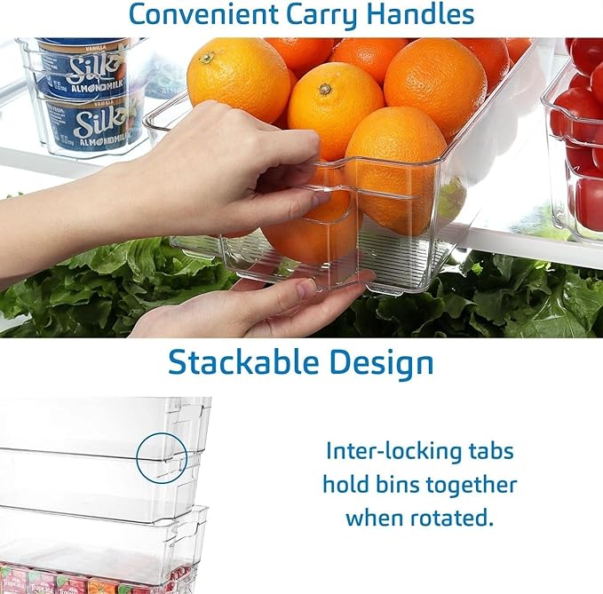 Hearth & Harbor 42 Piece Fridge Organizer Bins - Set of 24 Clear Bins with 12 Shelf Liners, 3 White Boards and 3 Markers - St