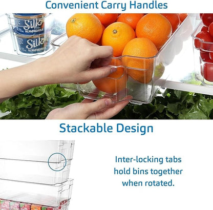 Hearth & Harbor 42 Piece Fridge Organizer Bins - Set of 24 Clear Bins with 12 Shelf Liners, 3 White Boards and 3 Markers - St