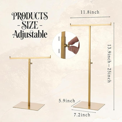 Display Stand Stainless Steel Jewelry Towers Bag Stand Tabletop Double Hook Hanging Jewelry Stands for Necklaces Organizer St