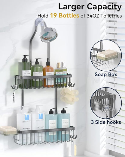YASONIC Shower Caddy Hanging, Never Rust Shower Organizer Hanging, Aluminum Shower Racks for Inside Shower with Hooks for Raz