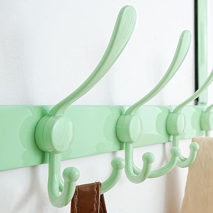 Dseap Over The Door Hook Hanger - Fits 1 3/8" to 1 3/4" Standard Doors | 5 Tri Hooks Heavy Duty Towel/Coat Rack | Door Organi